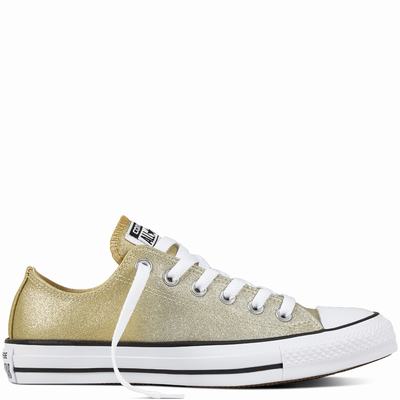 Converse Chuck Taylor All Star Ombre Metallic Low Tops Womens - Light Gold/Gold/White Shoes (939WRETM)